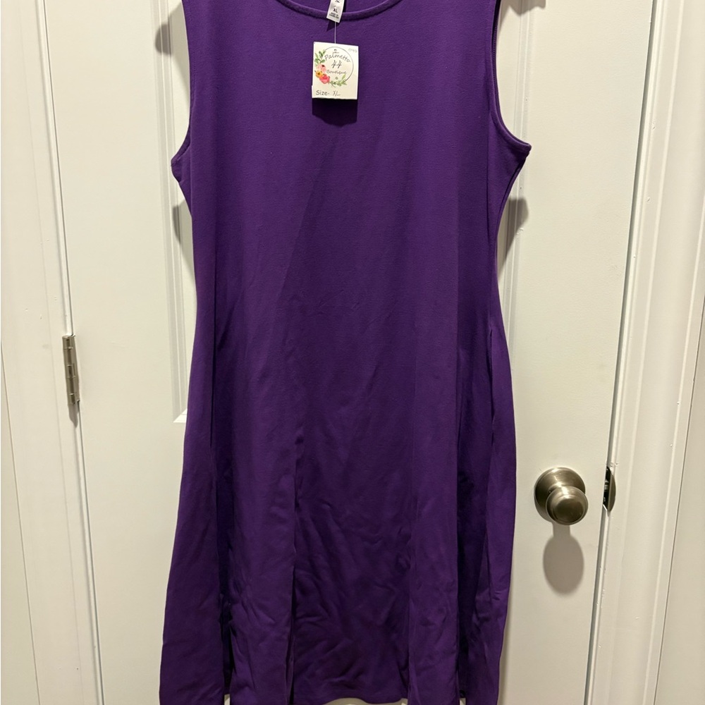 Zenana Outfitters Sleeveless Purple Knit A-Line Dress
